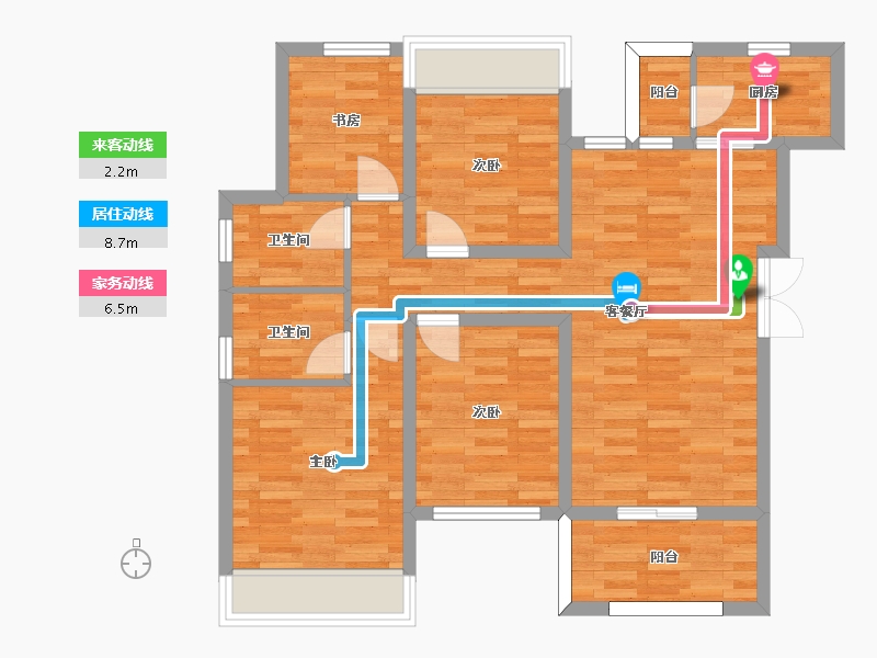 重庆-重庆市-荣盛锦绣南山A户型套内0m2-83.04-户型库-动静线