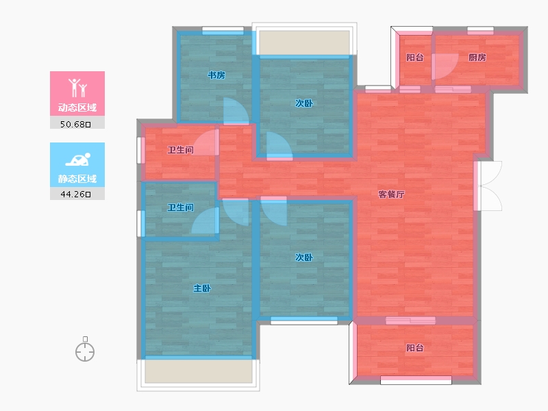 重庆-重庆市-荣盛锦绣南山A户型套内0m2-83.04-户型库-动静分区