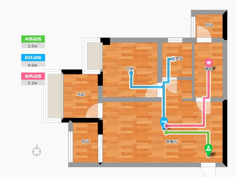 重庆-重庆市-桥达巴南茂宸广场高层1号楼套内0m2-49.42-户型库-动静线