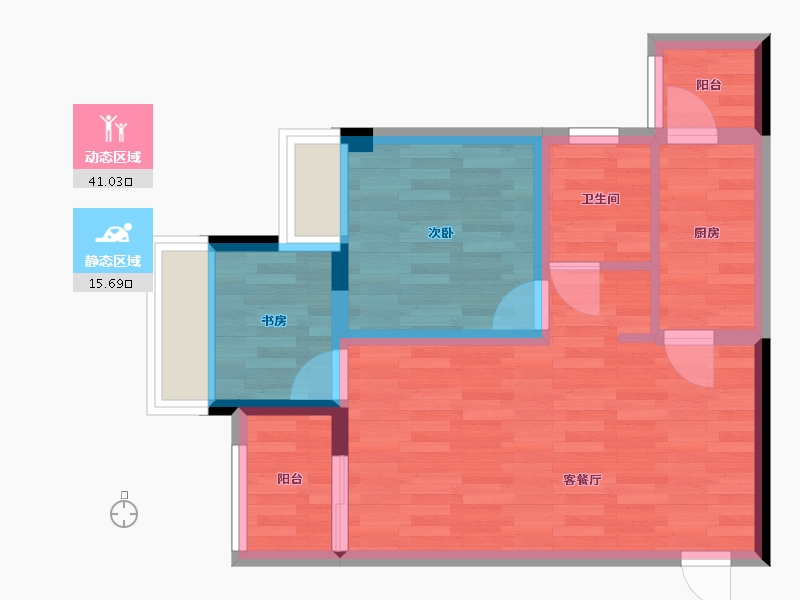 重庆-重庆市-桥达巴南茂宸广场高层1号楼套内0m2-49.42-户型库-动静分区