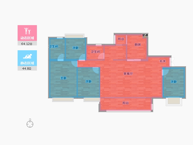 重庆-重庆市-阅璟山A3号楼,A1号楼,A4号楼,A5号楼,A6号楼,C2号楼98m²-98.01-户型库-动静分区