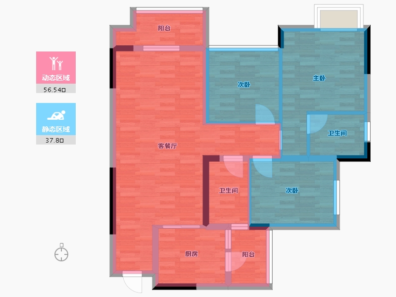 重庆-重庆市-融信澜湾小高层40号楼,小高层41号楼,小高层42号楼,小高层43号楼,小高层4-83.56-户型库-动静分区