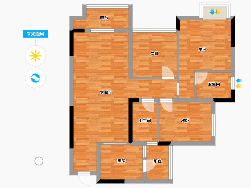 重庆-重庆市-融信澜湾小高层40号楼,小高层41号楼,小高层42号楼,小高层43号楼,小高层4-83.56-户型库-采光通风