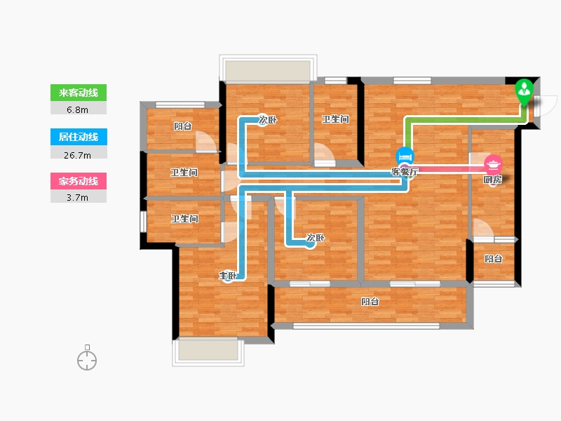 重庆-重庆市-融信澜湾小高层44号楼,小高层46号楼套内113m2-106.21-户型库-动静线