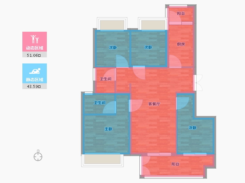 重庆-重庆市-溪山玥3号楼建面99m2套内84m2-84.01-户型库-动静分区