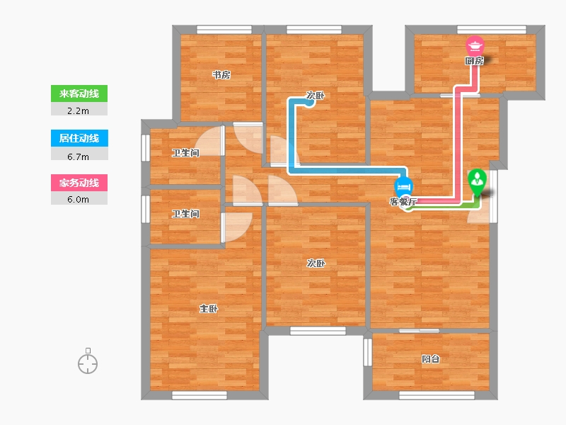 重庆-重庆市-荣盛锦绣南山套内91m2-90.74-户型库-动静线