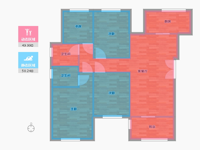 重庆-重庆市-荣盛锦绣南山套内91m2-90.74-户型库-动静分区