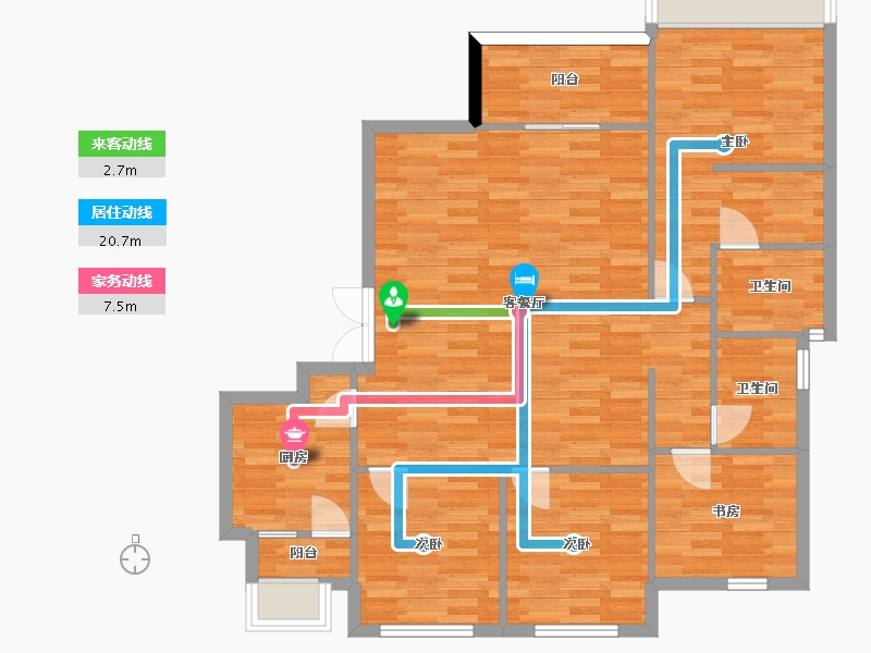 重庆-重庆市-荣盛滨江华府套内127m2-102.48-户型库-动静线