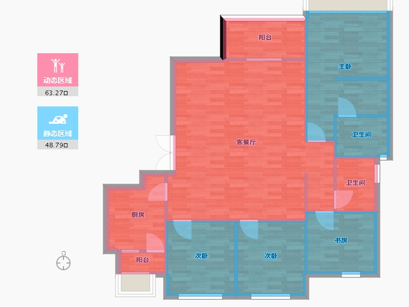 重庆-重庆市-荣盛滨江华府套内127m2-102.48-户型库-动静分区