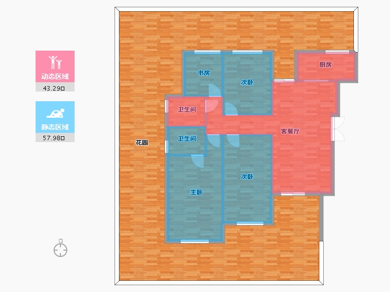 重庆-重庆市-荣盛锦绣南山10号楼套内98m2-204.59-户型库-动静分区