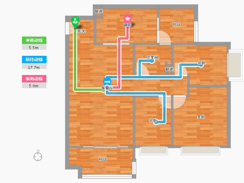 重庆-重庆市-恒大林溪郡19号楼78m²-78.01-户型库-动静线