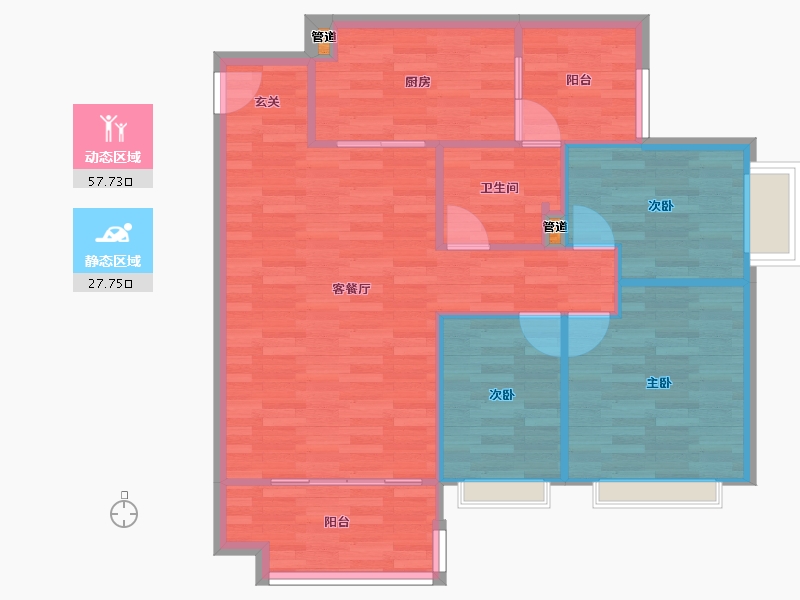 重庆-重庆市-恒大林溪郡19号楼78m²-78.01-户型库-动静分区