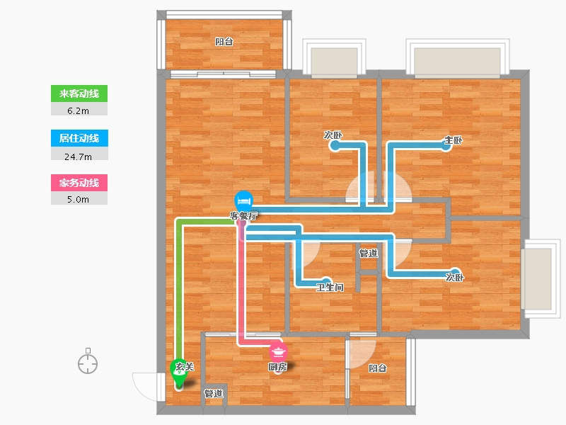 重庆-重庆市-恒大林溪郡6号楼80m²-80.20-户型库-动静线