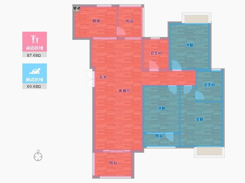 重庆-重庆市-西海岸凯悦17号楼,18号楼,19号楼,20号楼,21号楼,22号楼,23-134.01-户型库-动静分区