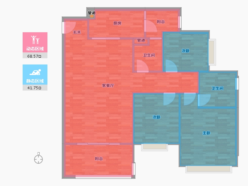 重庆-重庆市-恒大林溪郡28号楼102m²-101.52-户型库-动静分区