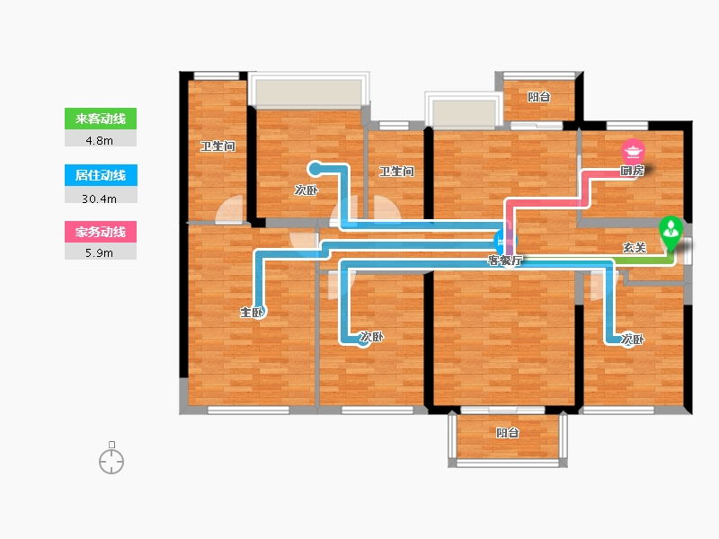 重庆-重庆市-中海九龙天颂2-6号楼143m²-114.40-户型库-动静线