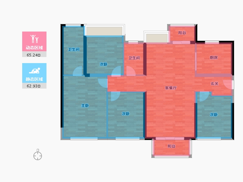 重庆-重庆市-中海九龙天颂2-6号楼143m²-114.40-户型库-动静分区