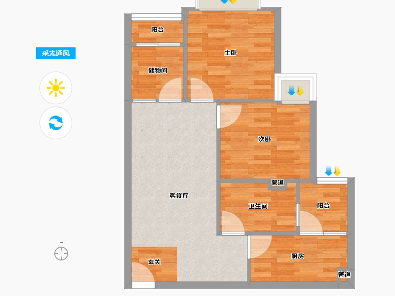 重庆-重庆市-恒大林溪郡28号楼58m²-58.00-户型库-采光通风