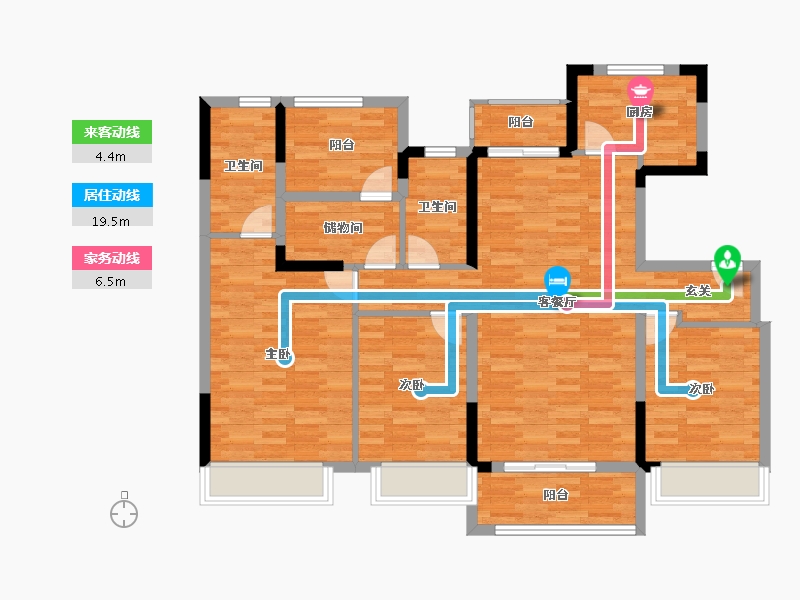 重庆-重庆市-中海九龙天颂137㎡户型137m²-109.60-户型库-动静线