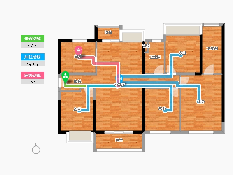 重庆-重庆市-中海九龙天颂2-6号楼143m²-113.99-户型库-动静线