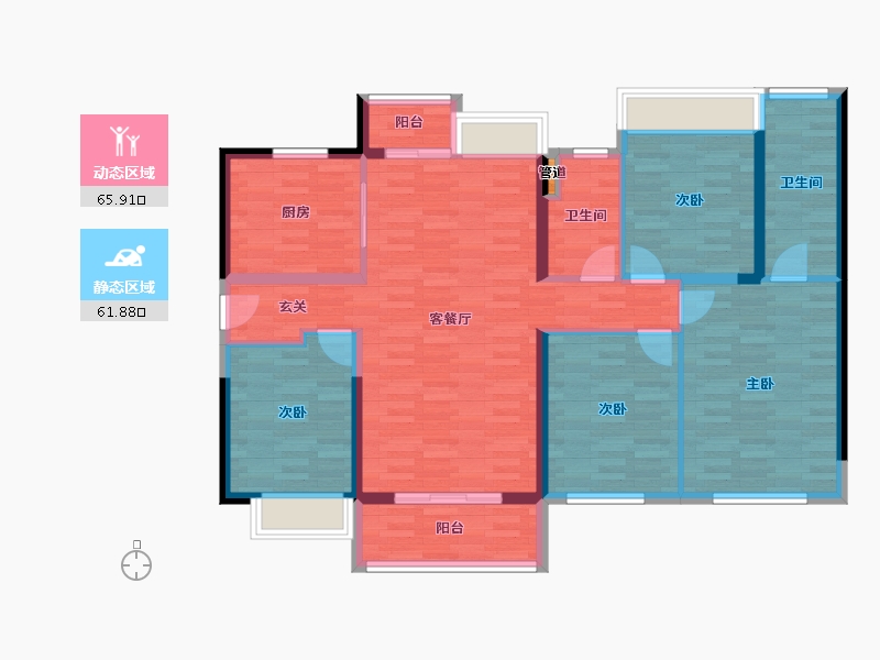 重庆-重庆市-中海九龙天颂2-6号楼143m²-113.99-户型库-动静分区