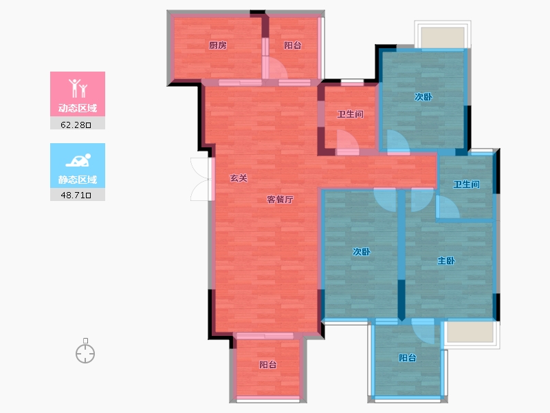 重庆-重庆市-西海岸凯悦17号楼,18号楼,19号楼,20号楼,21号楼,22号楼,23-97.68-户型库-动静分区