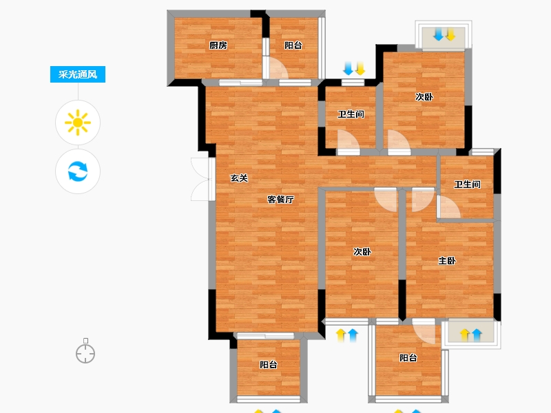 重庆-重庆市-西海岸凯悦17号楼,18号楼,19号楼,20号楼,21号楼,22号楼,23-97.68-户型库-采光通风