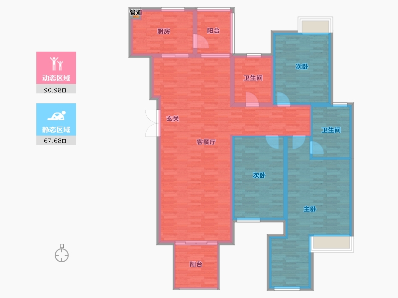 重庆-重庆市-西海岸凯悦17号楼,18号楼,19号楼,20号楼,21号楼,22号楼,23-143.30-户型库-动静分区