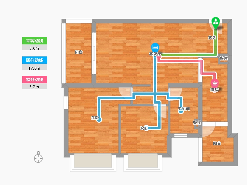 重庆-重庆市-恒大林溪郡19号楼65m²-65.01-户型库-动静线