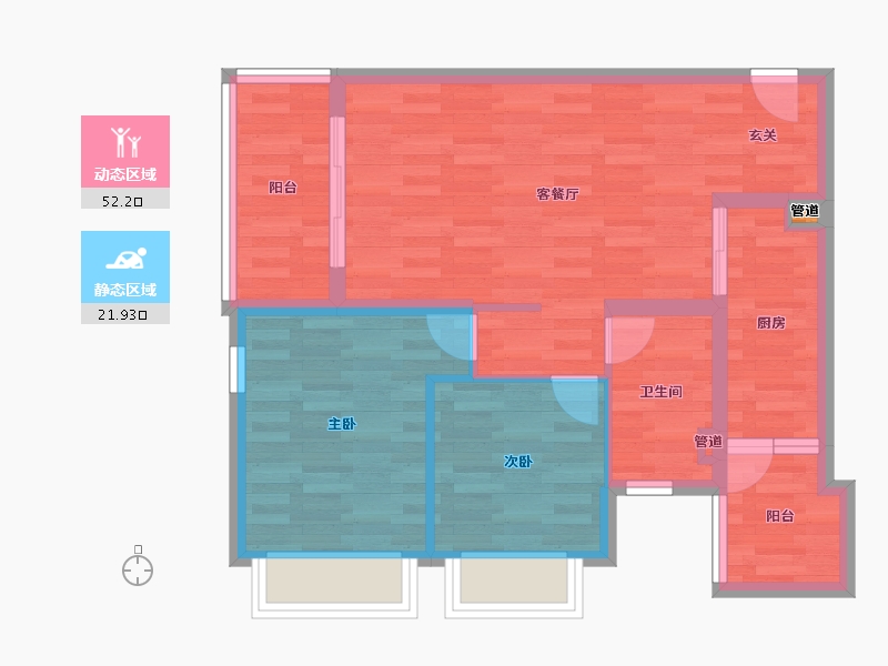 重庆-重庆市-恒大林溪郡19号楼65m²-65.01-户型库-动静分区