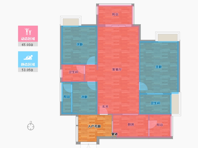 重庆-重庆市-西海岸凯悦25号楼,26号楼,27号楼,30号楼117m²-117.00-户型库-动静分区