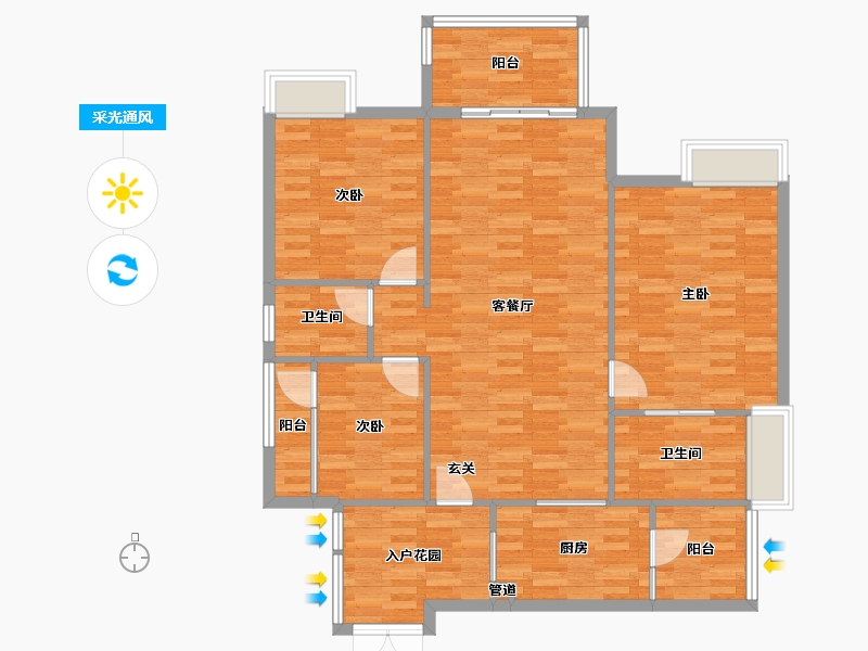 重庆-重庆市-西海岸凯悦25号楼,26号楼,27号楼,30号楼117m²-117.00-户型库-采光通风