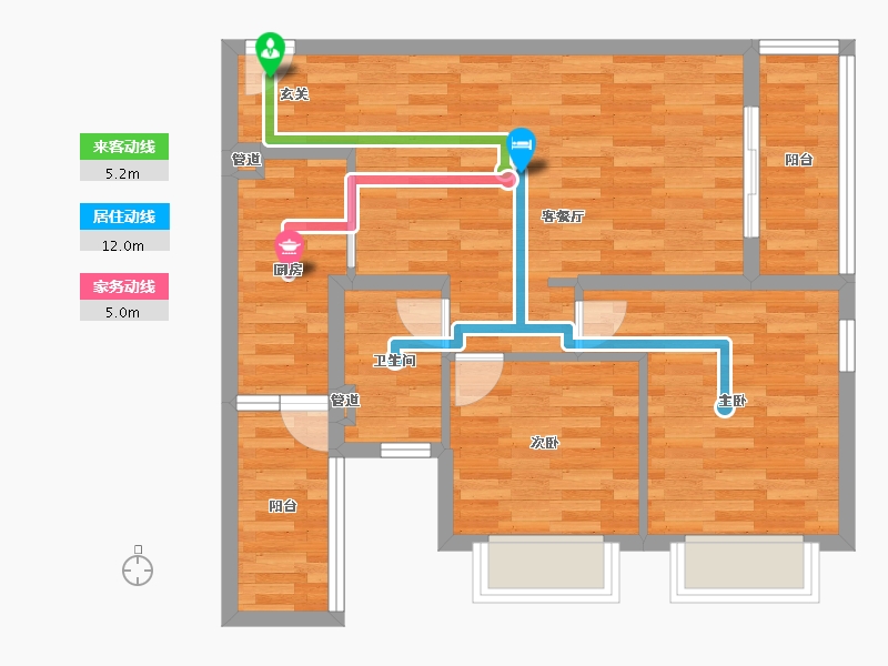 重庆-重庆市-恒大林溪郡19号楼68m²-68.01-户型库-动静线