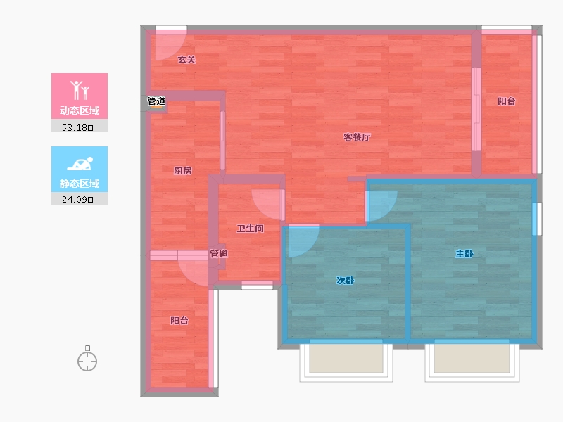 重庆-重庆市-恒大林溪郡19号楼68m²-68.01-户型库-动静分区