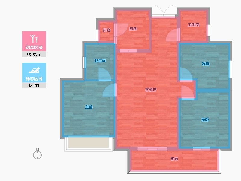 重庆-重庆市-协信敬澜山高层10号楼套内90m2-85.90-户型库-动静分区