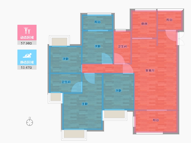 重庆-重庆市-协信天骄溪悦洋房6号楼,洋房4号楼,洋房5号楼套内101m2-101.01-户型库-动静分区