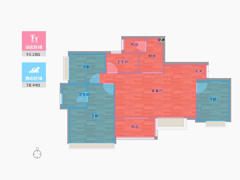 重庆-重庆市-阅璟山A3号楼,A1号楼,A4号楼,A5号楼,A6号楼,C2号楼81m²-80.90-户型库-动静分区