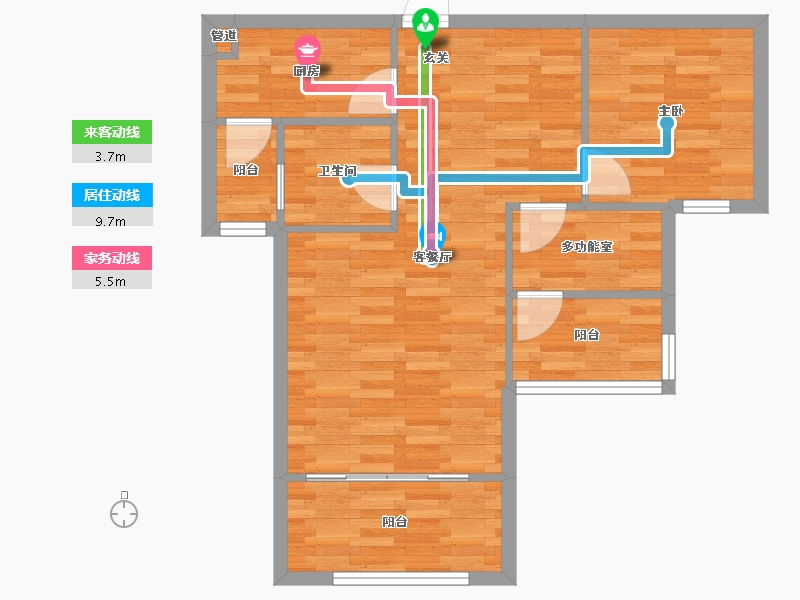 重庆-重庆市-西海岸凯悦31号楼64m²-64.00-户型库-动静线