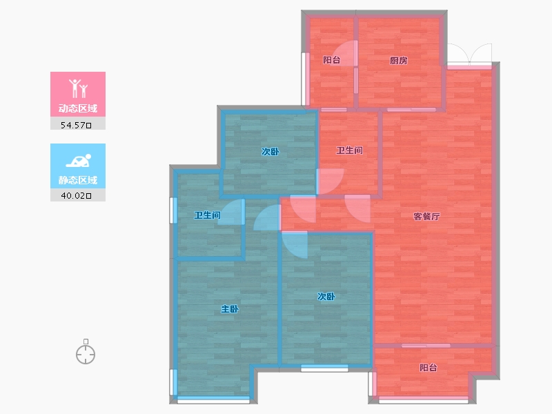 重庆-重庆市-协信敬澜山套内85m2-85.71-户型库-动静分区