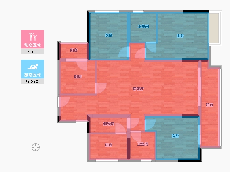 重庆-重庆市-融信澜湾小高层44号楼,小高层46号楼套内0m2-103.60-户型库-动静分区