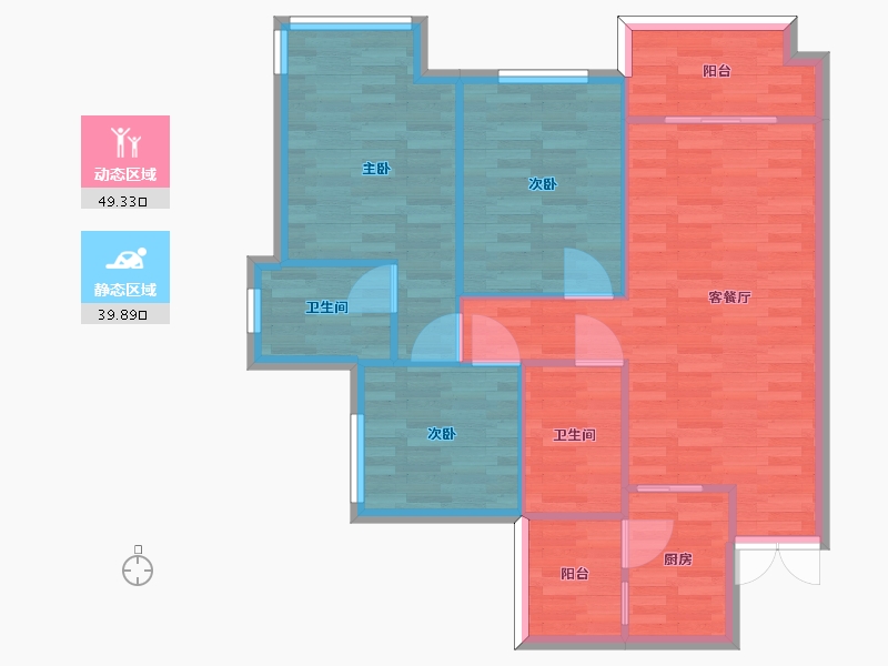 重庆-重庆市-协信敬澜山高层10号楼套内80m2-80.61-户型库-动静分区