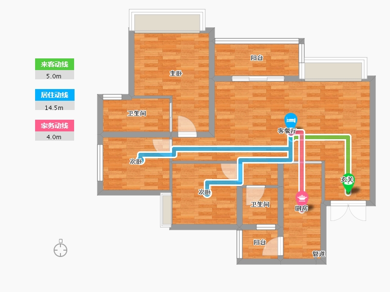 重庆-重庆市-阅璟山C3号楼,B1号楼,B2号楼,C1号楼83m²-83.00-户型库-动静线