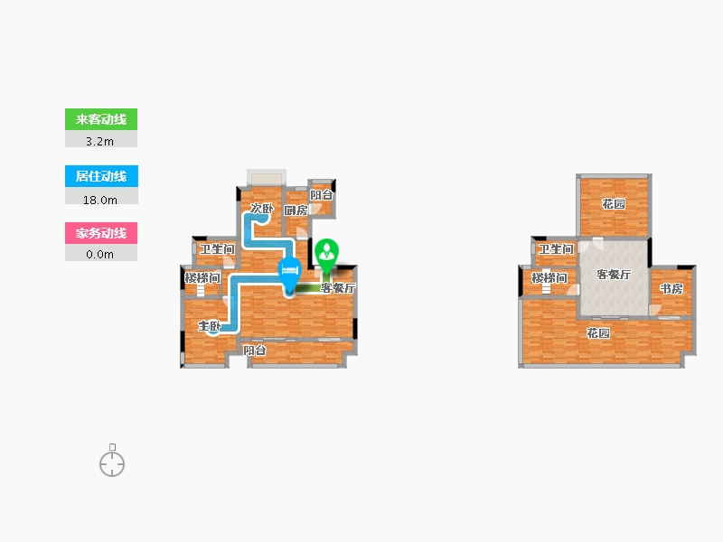 重庆-重庆市-协信敬澜山别墅9号楼,别墅11号楼套内119m2-197.06-户型库-动静线