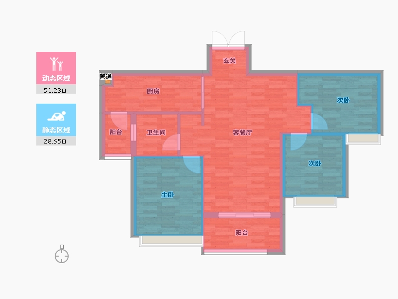 重庆-重庆市-阅璟山C3号楼,C1号楼72m²-72.01-户型库-动静分区