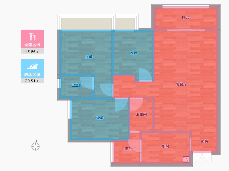 重庆-重庆市-久桓中央美地小高层9,10,11,12建面112㎡-68.57-户型库-动静分区