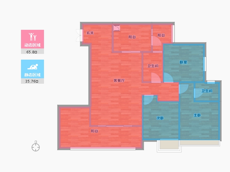 重庆-重庆市-久桓中央美地小高层9,10,11,12建面122㎡-92.26-户型库-动静分区