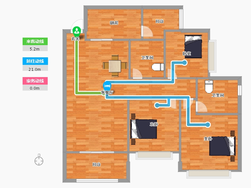 重庆-重庆市-恒大御澜庭1号楼,23号楼123.08㎡-95.58-户型库-动静线