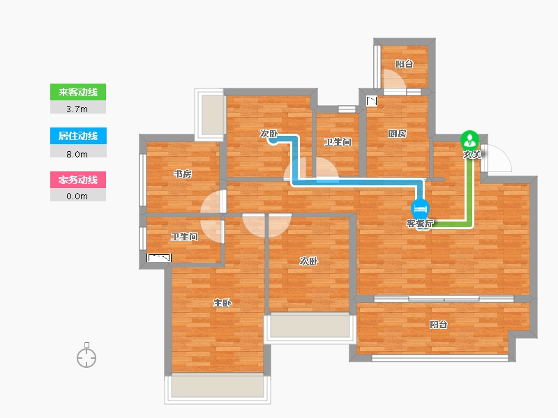 重庆-重庆市-富力白鹭湾9地块6,7。1,2号楼,4号楼120m²-92.88-户型库-动静线