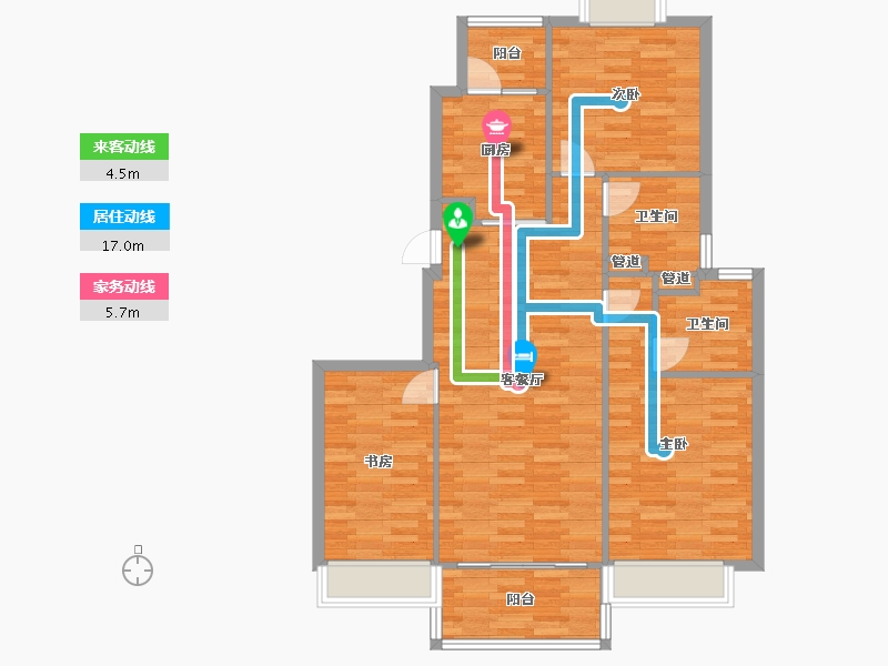 重庆-重庆市-恒大御府套内99m²-94.74-户型库-动静线