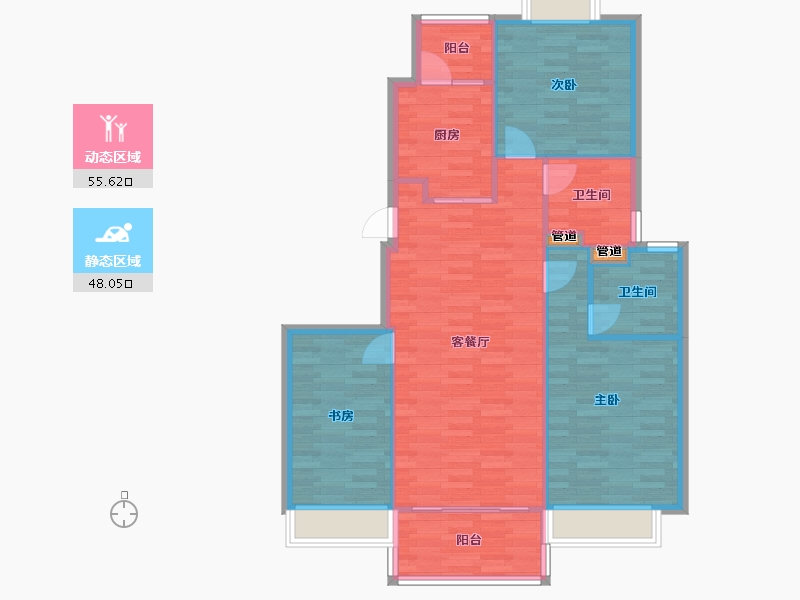 重庆-重庆市-恒大御府套内99m²-94.74-户型库-动静分区